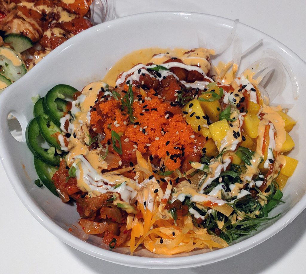 Wikiwiki Poke's menu includes a variety of poke bowls and the option to customize your order.