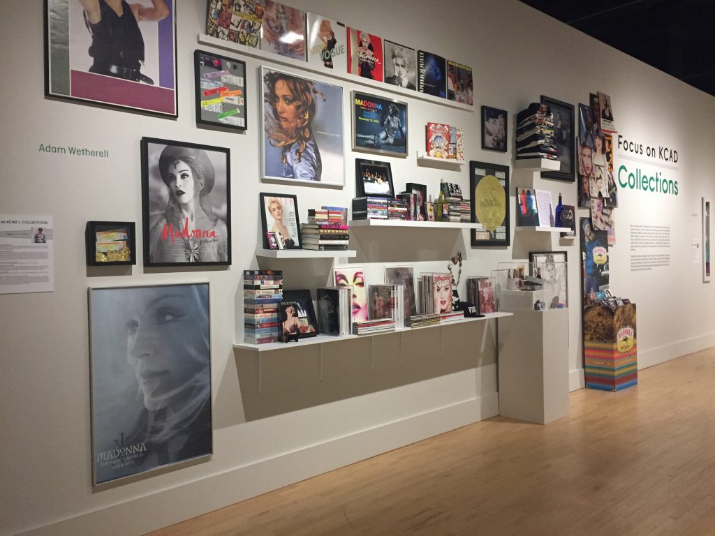 Adam Wetherell, head of HR at KCAD, has his collection of Madonna memorabilia on display.