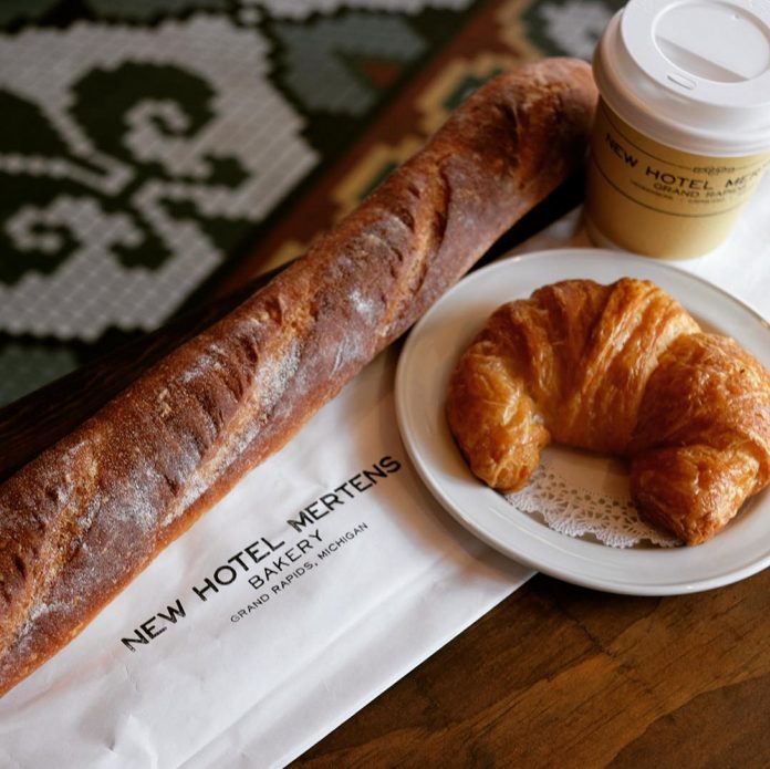 New Hotel Mertens Bakery baguette, croissant and coffee